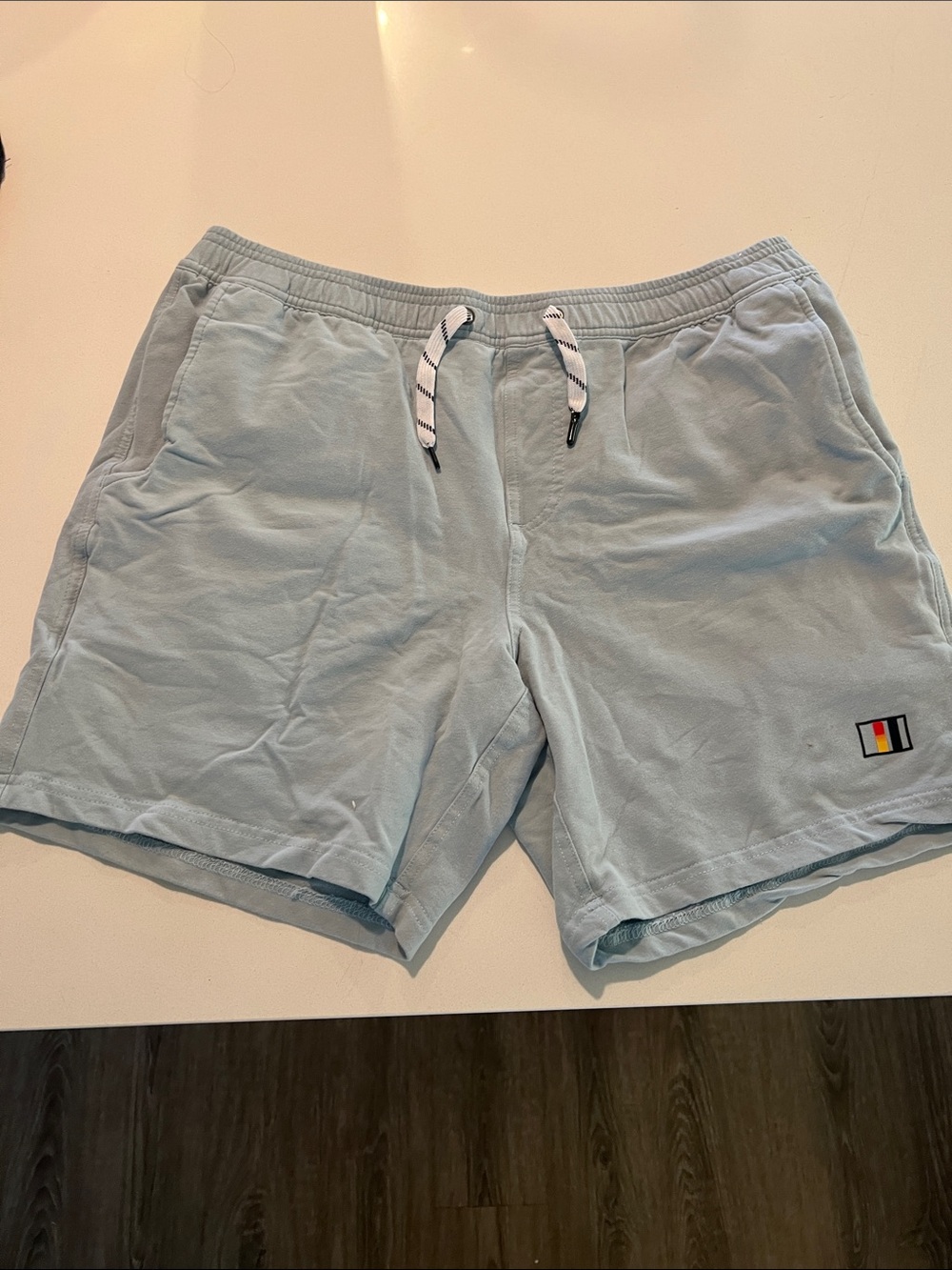 Light Blue Casual Drawstring Shorts